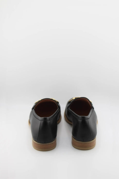 Unisa Leather Loafer with Metal Accent